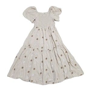 Leia N Co Boho Smocked Floral Tiered‎ Ruffle Maxi Dress Women's Lg Cottagecore